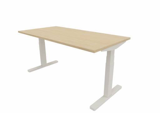 Elektrisch Zit/Sta Bureau - Wit / Lindberg Eiken / 112 x 80 cm