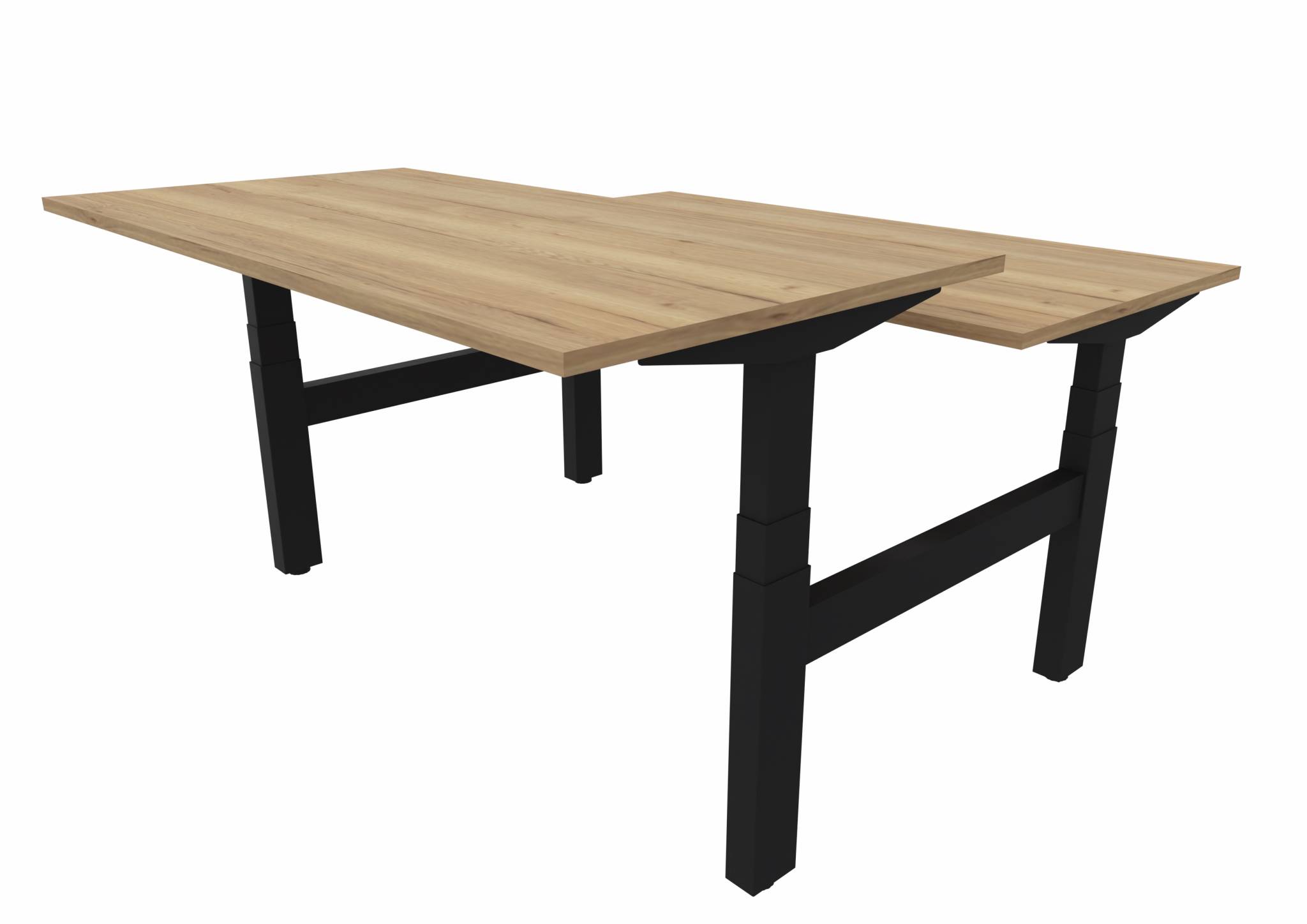 Electric Sit/Stand Duo Desk - Black / Halifax Nature Oak / 160 x 80 cm